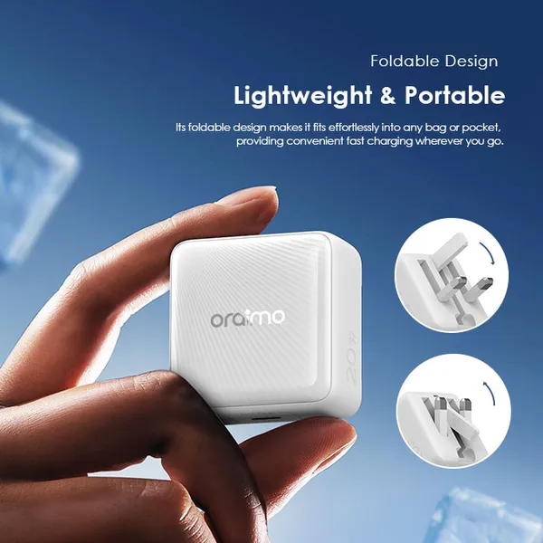 oraimo PowerCube 20 Chic 20W GaN Wall Charger Kit with Type-C to Type-C Cable - Image 3