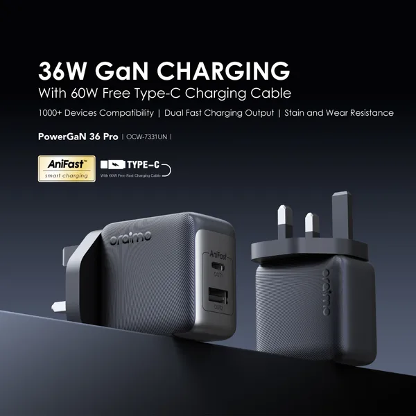 oraimo PowerGaN 36 Pro 36W Wall Charger Kit - Image 3